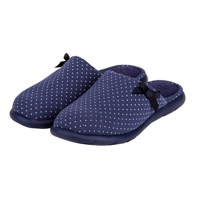Isotoner Ladies iso-flex Spotted Mules Navy Spot Extra Image 1